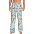 thumbnail image 1 of Uemuo Rabbit Burger Coffee Pattern Men's Wide Leg Palazzo Lounge Pants with Pockets Light Weight Loose Comfy Casual Pajama Pants-Large, 1 of 9