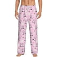 thumbnail image 1 of Uemuo Rabbit Face Pattern Men's Wide Leg Palazzo Lounge Pants with Pockets Light Weight Loose Comfy Casual Pajama Pants-Small, 1 of 9