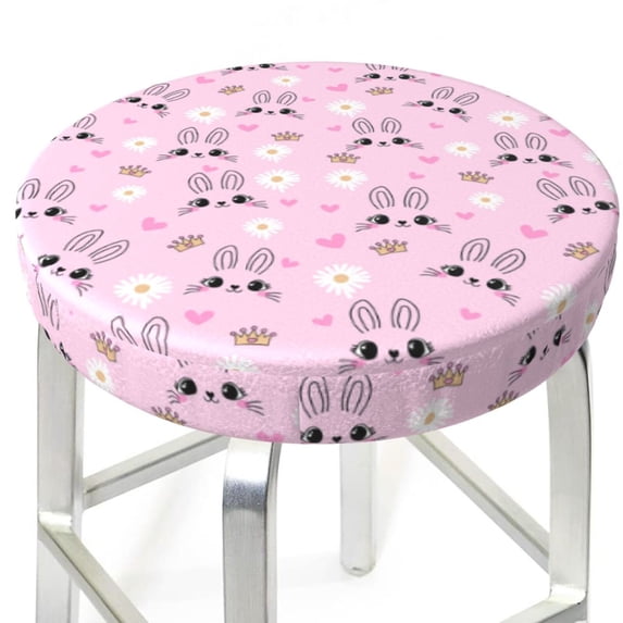 Uemuo Rabbit Face Pattern Round Bar Stool Seat Covers Washable Stool Cushion Slipcover Elastic Bar Chair Covers-13 inch