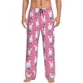 thumbnail image 1 of Uemuo Rabbit Holding Flowers Pattern Men's Wide Leg Palazzo Lounge Pants with Pockets Light Weight Loose Comfy Casual Pajama Pants-Small, 1 of 9