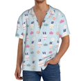 thumbnail image 1 of Uemuo Rabbit In The Rain Pattern Cotton Linen Short Sleeve Shirts,Casual Lightweight Button Down Shirts,Vacation Beach Summer Tops-Small, 1 of 7