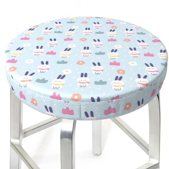 Uemuo Rabbit In The Rain Pattern Round Bar Stool Seat Covers Washable Stool Cushion Slipcover Elastic Bar Chair Covers-14 inch