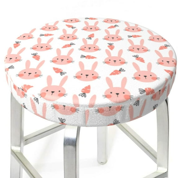 Uemuo Rabbit Is And Carrots Pattern Round Bar Stool Seat Covers Washable Stool Cushion Slipcover Elastic Bar Chair Covers-14 inch