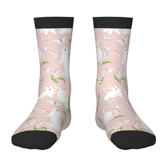 Uemuo Cute Rabbit Printed Kids Boys Socks Seamless Crew Socks Crazy Funny Athletic Sport Socks for Children