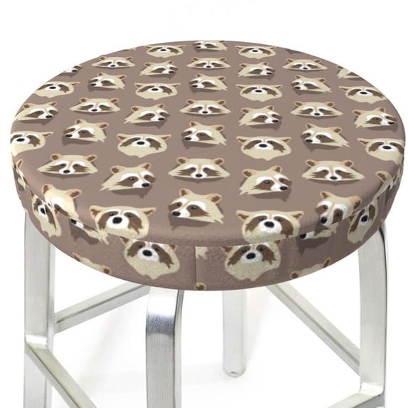Uemuo Raccoon Pattern Round Bar Stool Seat Covers Washable Stool Cushion Slipcover Elastic Bar Chair Covers-12 inch