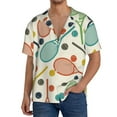 thumbnail image 1 of Uemuo Racket and Tennis Ball Pattern Cotton Linen Short Sleeve Shirts,Casual Lightweight Button Down Shirts,Vacation Beach Summer Tops-Small, 1 of 7