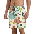 thumbnail image 1 of Uemuo Racket and Tennis Ball Pattern Men's Swim Trunks Hawaiian Beach Bathing Suit Swimsuits Beach Quick-Dry Shorts with Pockets-3X-Large, 1 of 9
