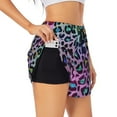 thumbnail image 1 of Uemuo Rainbow Animal Skin Pattern Women's Athletic Shorts High Waisted Running Shorts with Liner Pockets Gym Elastic Workout Shorts-Large, 1 of 9