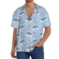 thumbnail image 1 of Uemuo Rainbow Dinosaur Pattern Cotton Linen Short Sleeve Shirts,Casual Lightweight Button Down Shirts,Vacation Beach Summer Tops-4X-Large, 1 of 7