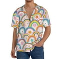 thumbnail image 1 of Uemuo Rainbow Flowers Pattern Cotton Linen Short Sleeve Shirts,Casual Lightweight Button Down Shirts,Vacation Beach Summer Tops-4X-Large, 1 of 7