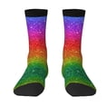 thumbnail image 1 of Uemuo Rainbow Glitter Pattern Women's Crew Socks, Soft Durable Breathable Moisture-Wicking with Odor Control Cotton socks, 1 of 9