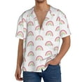 thumbnail image 1 of Uemuo Rainbow Pattern Cotton Linen Short Sleeve Shirts,Casual Lightweight Button Down Shirts,Vacation Beach Summer Tops-Large, 1 of 7