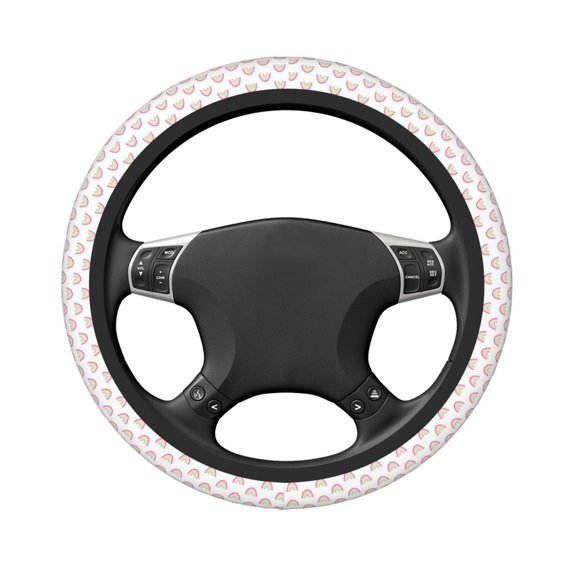 Uemuo Rainbow Printed Car Elastic Steering Wheel Cover - Universal Car Accessory for Diverse Cars Anti-Slip, and Comfortable- 15"