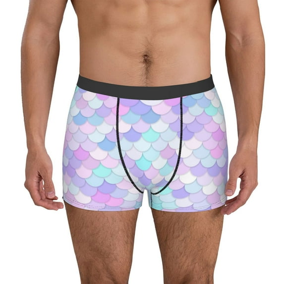 Uemuo Rainbow Scales Pattern Men's Boxer Briefs,Trunk Anti-Chafing,Comfortable, Durable, and Stylish Underwear-XX-Large