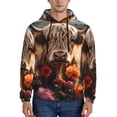 thumbnail image 1 of Uemuo Realistic Flower Cow Pattern Men's Hoodie - Casual Pullover Hoodie with Kangaroo Pocket, Stylish Hooded Sweatshirt for Everyday Wear-3X-Large, 1 of 7