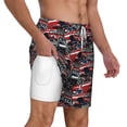 thumbnail image 1 of Uemuo Red And Blue Cars Pattern Mens Swim Trunks Quick Dry Board Shorts with Mesh Lining, Stretch Beach Shorts Quick Dry No-Chafing Board Shorts-Medium, 1 of 9