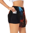 thumbnail image 1 of Uemuo Red And Blue Fire Bird Pattern Women's Athletic Shorts High Waisted Running Shorts with Liner Pockets Gym Elastic Workout Shorts-Large, 1 of 9
