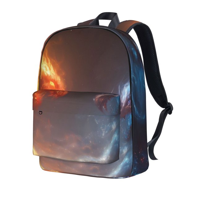 Uemuo Red And Blue Fire Dragon D Pattern Backpack for Work and Travel