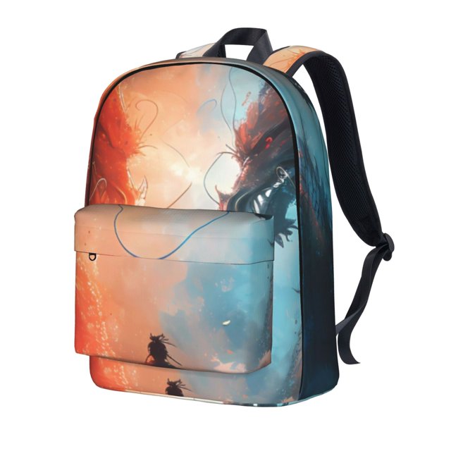 Uemuo Red And Blue Sky Dragon Pattern Backpack for Work and Travel