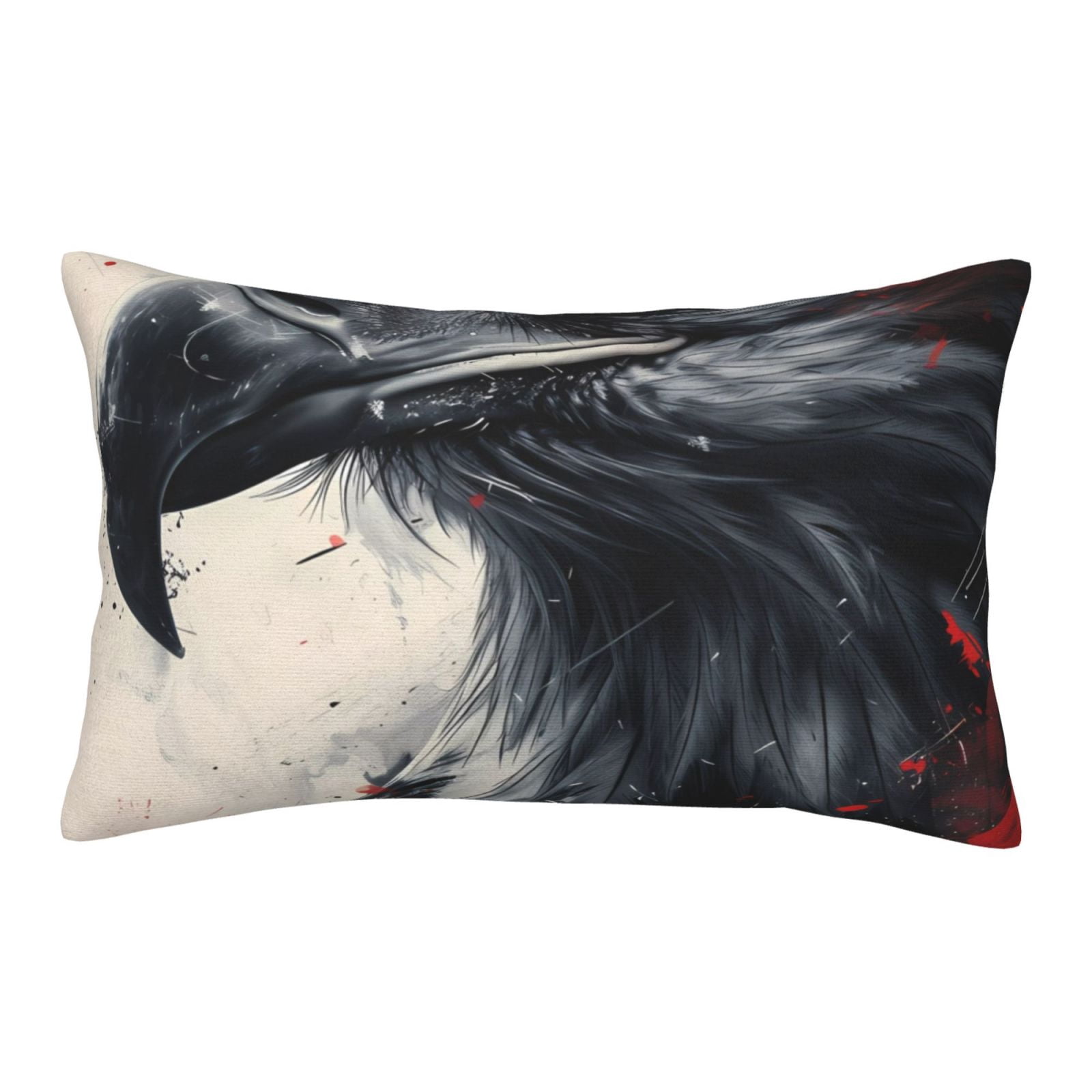 Uemuo Red Black Ink Style Bald Eagle Print Throw Pillow Case – Cozy ...