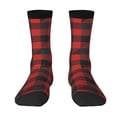 thumbnail image 1 of Uemuo Red Black Plaid Pattern Women's Crew Socks, Soft Durable Breathable Moisture-Wicking with Odor Control Cotton socks, 1 of 9