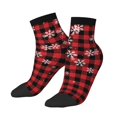 thumbnail image 1 of Uemuo Red Buffalo Plaid Printed Crew Socks, Moisture-Wicking Socks, Athletic Socks for Men Breathable Cushion Socks Casual Sport Socks for Running Traveling, 1 of 6