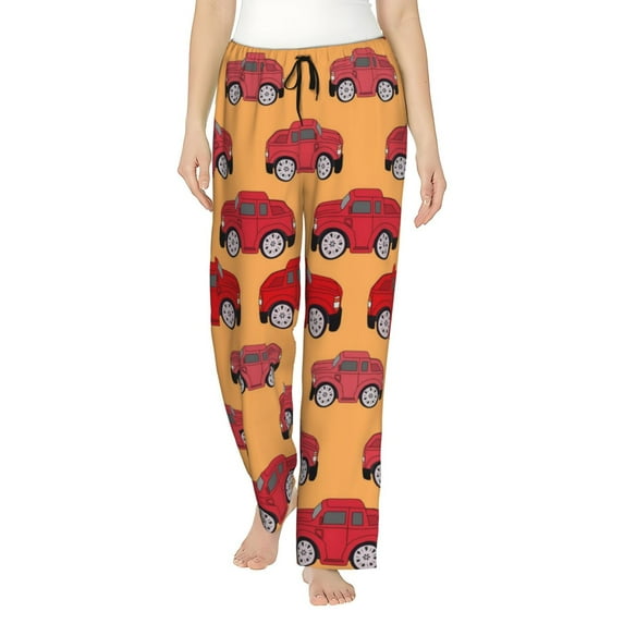 Uemuo Red Cars Pattern Women's Wide Leg Palazzo Lounge Pants with Pockets Light Weight Loose Comfy Casual Pajama Pants-X-Large