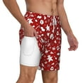 thumbnail image 1 of Uemuo Red Christmas Cheer. Pattern Mens Swim Trunks Quick Dry Board Shorts with Mesh Lining, Stretch Beach Shorts Quick Dry No-Chafing Board Shorts-Small, 1 of 9