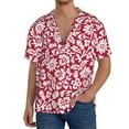 thumbnail image 1 of Uemuo Red Flowers Pattern Cotton Linen Short Sleeve Shirts,Casual Lightweight Button Down Shirts,Vacation Beach Summer Tops-, 1 of 7