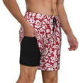 thumbnail image 1 of Uemuo Red Flowers Pattern Mens Swim Trunks Quick Dry Board Shorts with Mesh Lining, Stretch Beach Shorts Quick Dry No-Chafing Board Shorts-Medium, 1 of 9
