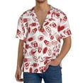thumbnail image 1 of Uemuo Red Football Pattern Cotton Linen Short Sleeve Shirts,Casual Lightweight Button Down Shirts,Vacation Beach Summer Tops-Medium, 1 of 7