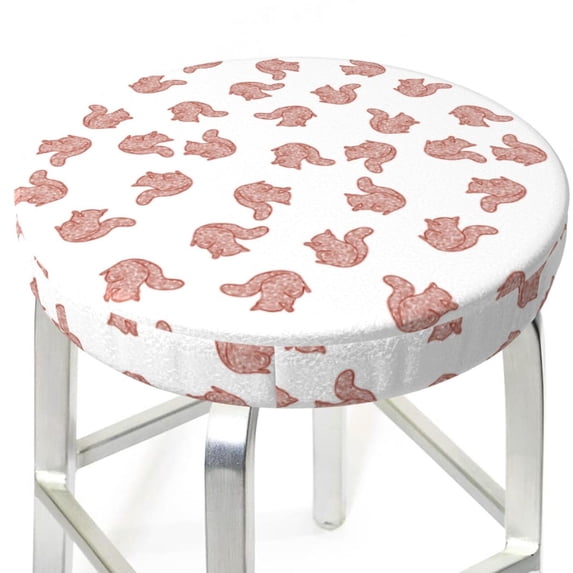 Uemuo Red Fox Pattern Round Bar Stool Seat Covers Washable Stool Cushion Slipcover Elastic Bar Chair Covers-