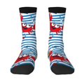 thumbnail image 1 of Uemuo Red Funny Crab on Blue Stripe Pattern Women's Crew Socks, Soft Durable Breathable Moisture-Wicking with Odor Control Cotton socks, 1 of 9