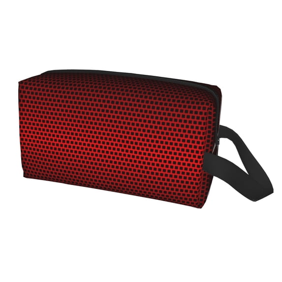 Uemuo Red Geometric Pattern Portable Toiletry Bags with Handle, Waterproof travel Make up Bags for Women, Large Capacity Travel Cosmetic Bags