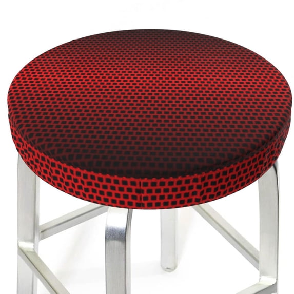 Uemuo Red Geometric Pattern Round Bar Stool Seat Covers Washable Stool Cushion Slipcover Elastic Bar Chair Covers-13 inch