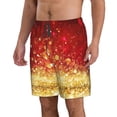 thumbnail image 1 of Uemuo Red Gold Glitter Pattern Men's Swim Trunks Hawaiian Beach Bathing Suit Swimsuits Beach Quick-Dry Shorts with Pockets-, 1 of 9