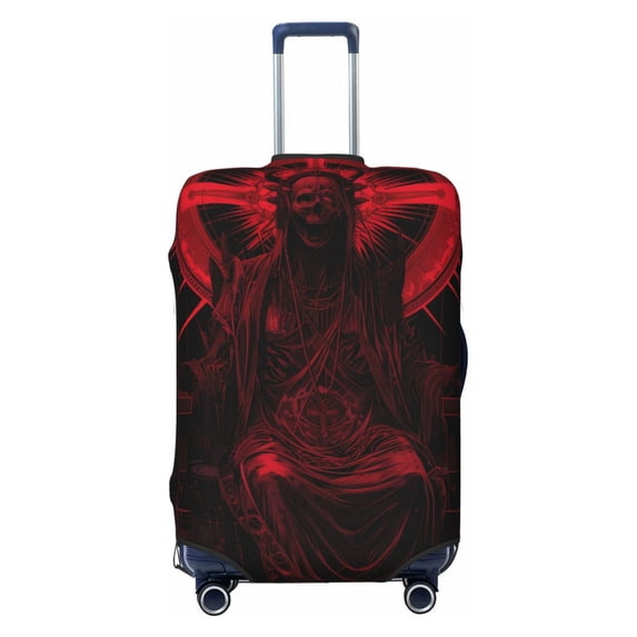 Uemuo Red Gothic Skeleton Throne Printed Washable Luggage Cover - Fashion Suitcase Protector Fits 18-32 Inch Luggage -Small