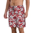 thumbnail image 1 of Uemuo Red Hawthorn Pattern Men's Swim Trunks Hawaiian Beach Bathing Suit Swimsuits Beach Quick-Dry Shorts with Pockets-X-Large, 1 of 9