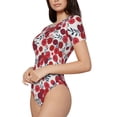 thumbnail image 1 of Uemuo Red Hawthorn Pattern Women's One Piece Short Sleeve Swimsuit Rash Guard Surfing Modest Quick-drying Swimsuit Beach Essentials-X-Large, 1 of 9