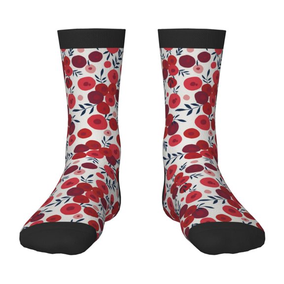 Uemuo Red Hawthorn Printed Kids Boys Socks Seamless Crew Socks Crazy Funny Athletic Sport Socks for Children