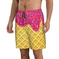 thumbnail image 1 of Uemuo Red Ice Cream Pattern Men's Swim Trunks Hawaiian Beach Bathing Suit Swimsuits Beach Quick-Dry Shorts with Pockets-Large, 1 of 9