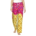 thumbnail image 1 of Uemuo Red Ice Cream Pattern Women's Wide Leg Palazzo Lounge Pants with Pockets Light Weight Loose Comfy Casual Pajama Pants-Small, 1 of 9