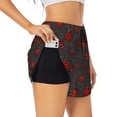 thumbnail image 1 of Uemuo Red Ladybugs On Dark Background Pattern Women's Athletic Shorts High Waisted Running Shorts with Liner Pockets Gym Elastic Workout Shorts-XX-Large, 1 of 9