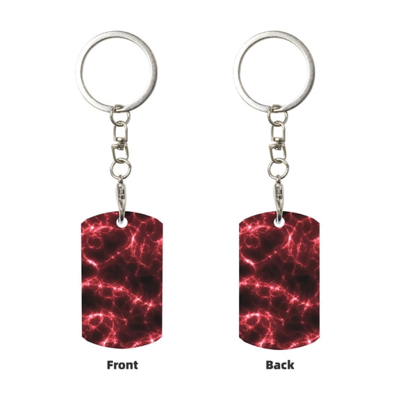 Uemuo Red Line Pattern Rectangular Metal Keychain - Durable, Stylish, and Personalized Key Ring for Men and Women,Engraved Keychain,Gift Slim Sturdy Keychain