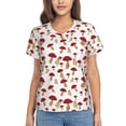 thumbnail image 1 of Uemuo Red Mushroom Printed Women's Classic V-Neck T-Shirt - Soft, Breathable, Moisture-Wicking, Perfect for Casual, Office, Travel, and Everyday Wear-Medium, 1 of 5
