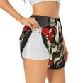thumbnail image 1 of Uemuo Red Mushrooms Pattern Women's Athletic Shorts High Waisted Running Shorts with Liner Pockets Gym Elastic Workout Shorts-X-Large, 1 of 9