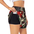 thumbnail image 1 of Uemuo Red Mushrooms Pattern Women's Athletic Shorts High Waisted Running Shorts with Liner Pockets Gym Elastic Workout Shorts-XX-Large, 1 of 9