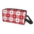 thumbnail image 1 of Uemuo Red Plaid Daisy Pattern Portable Toiletry Bags with Handle, Waterproof travel Make up Bags for Women, Large Capacity Travel Cosmetic Bags, 1 of 9