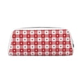 thumbnail image 1 of Uemuo Red Plaid Daisy Printed Leather Pencil Case, Pencil Pouch, Portable Pencil Bag, Pen Case for& Office, 1 of 7