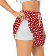 thumbnail image 1 of Uemuo Red Polka Dot Pattern Women's Athletic Shorts High Waisted Running Shorts with Liner Pockets Gym Elastic Workout Shorts-Large, 1 of 9